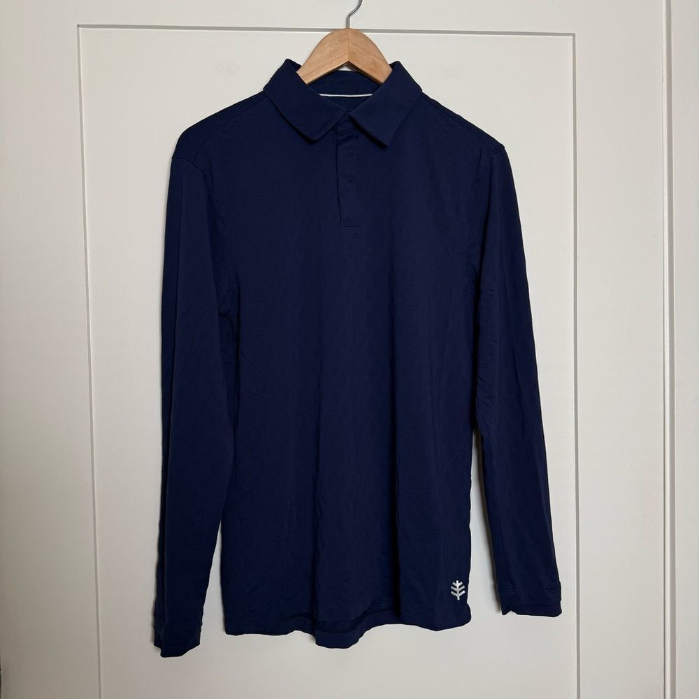 Coolibar Mens Arobello Golf Polo Shirt Sz S Navy Blue UPF 50+ Outdoor Beach